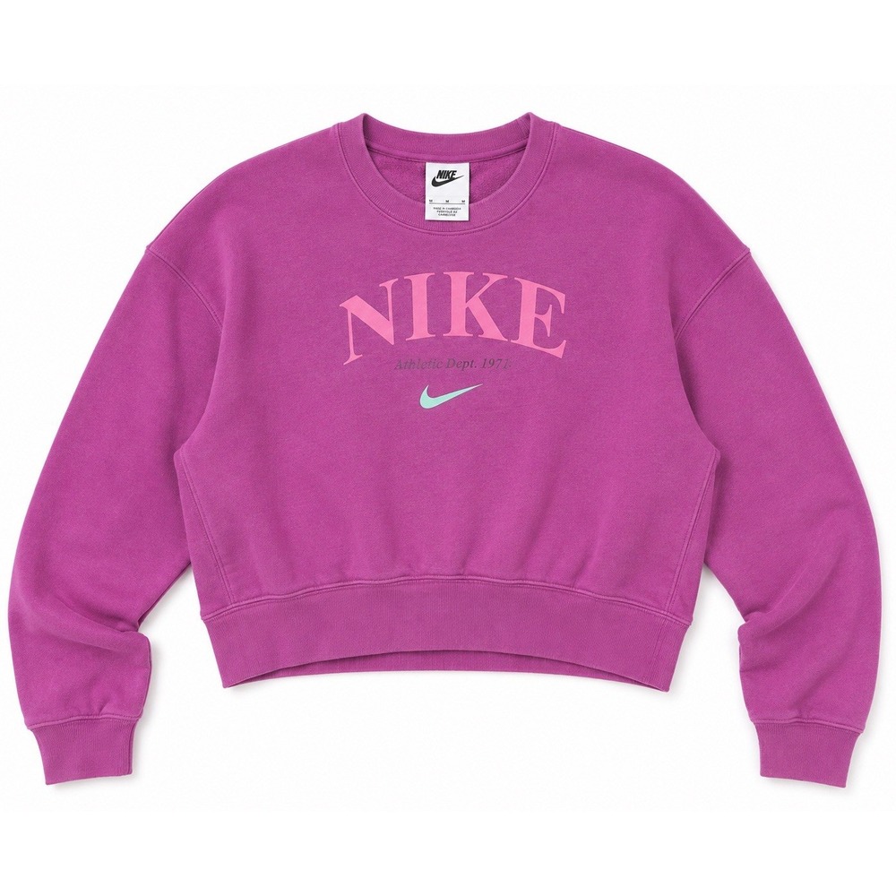 Nike Women's Med. Purple Athletic Dept 1971 Crewneck Sweatshirt Cropped Pullover